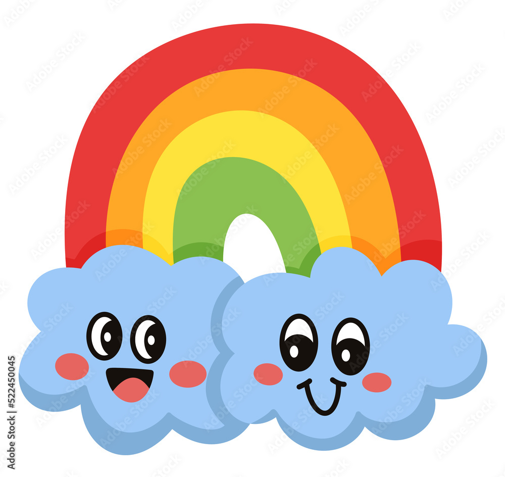 Rainbow and Cloud Cartoon character icon Rainbow and Cloud Cartoon character icon