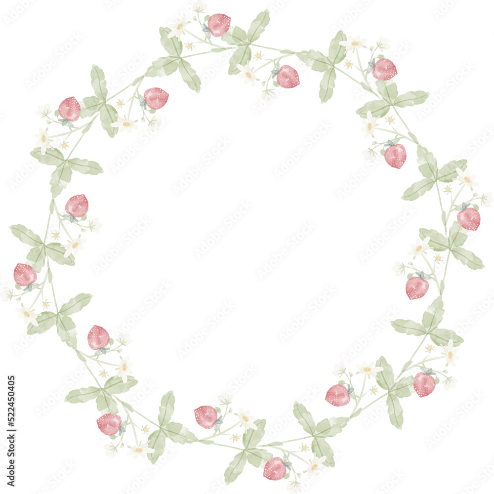 watercolor hand drawn wild strawberry wreath frame watercolor hand drawn wild strawberry wreath frame