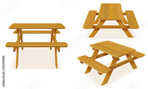 benches with a picnic table in the garden or park vector illustration