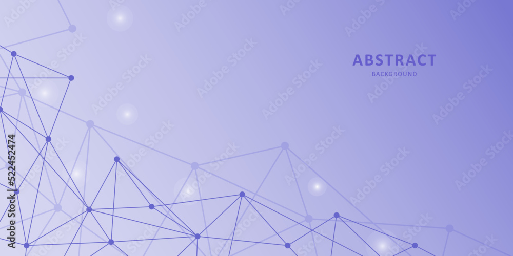 Geometric abstract background. Connected lines and dots, triangles on a blue background. Molecular structure and connection. Science, medicine, technology concept. Vector illustration.