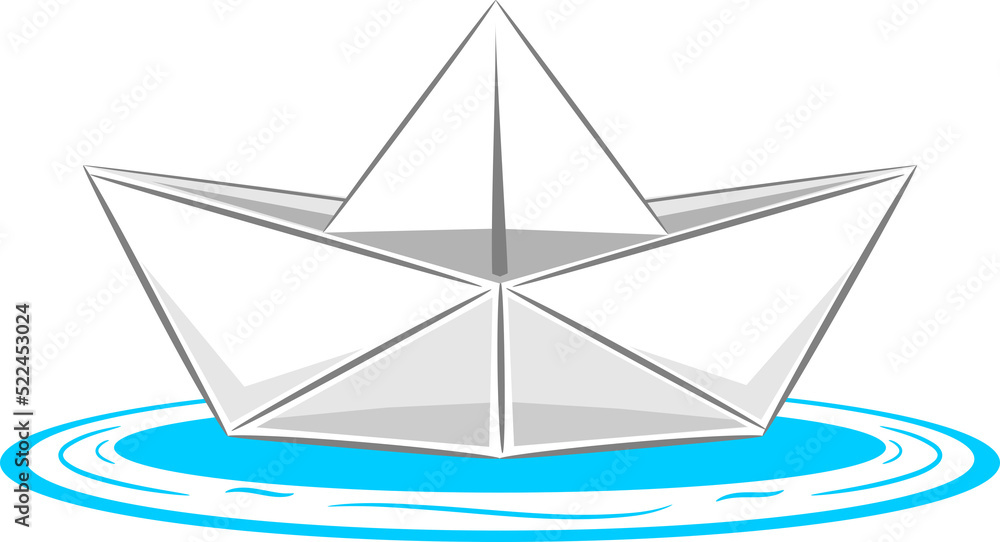 White paper boat floating on blue water icon png design. White paper boat floating on blue water icon png design.