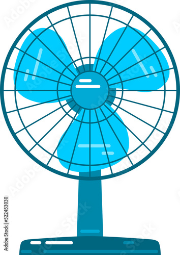 Blue electric table fan png icon design.