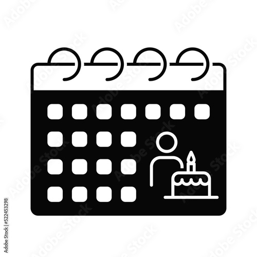 Black solid icon for Date of birth