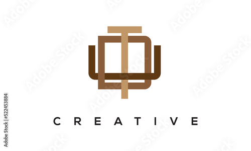 initial TDU, UDT letters monogram, three letters creative modern typographic logo, eye catching alphabet stylish logo vector photo