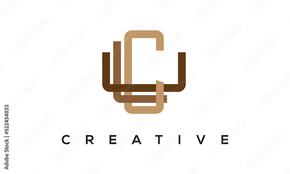 initial CLU, ULC letters monogram, three letters creative modern typographic logo, eye catching