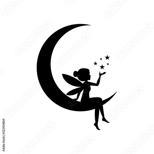 silhouettes of a fairy in moon