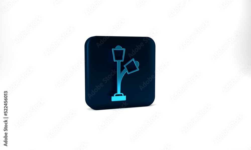 Blue Floor lamp icon isolated on grey background. Blue square button. 3d illustration 3D render Blue Floor lamp icon isolated on grey background. Blue square button. 3d illustration 3D render