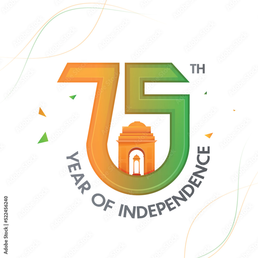 75 Years of Indian Independence Day Celebration Concept with India Gate, Monument for Indian Martyrs. 75 Years of Indian Independence Day Celebration Concept with India Gate, Monument for Indian Martyrs.