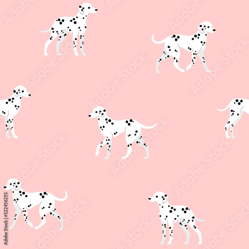 Cartoon happy dalmatians - simple trendy pattern with  dogs on background. Flat vector illustration for prints, clothing, packaging and postcards. 