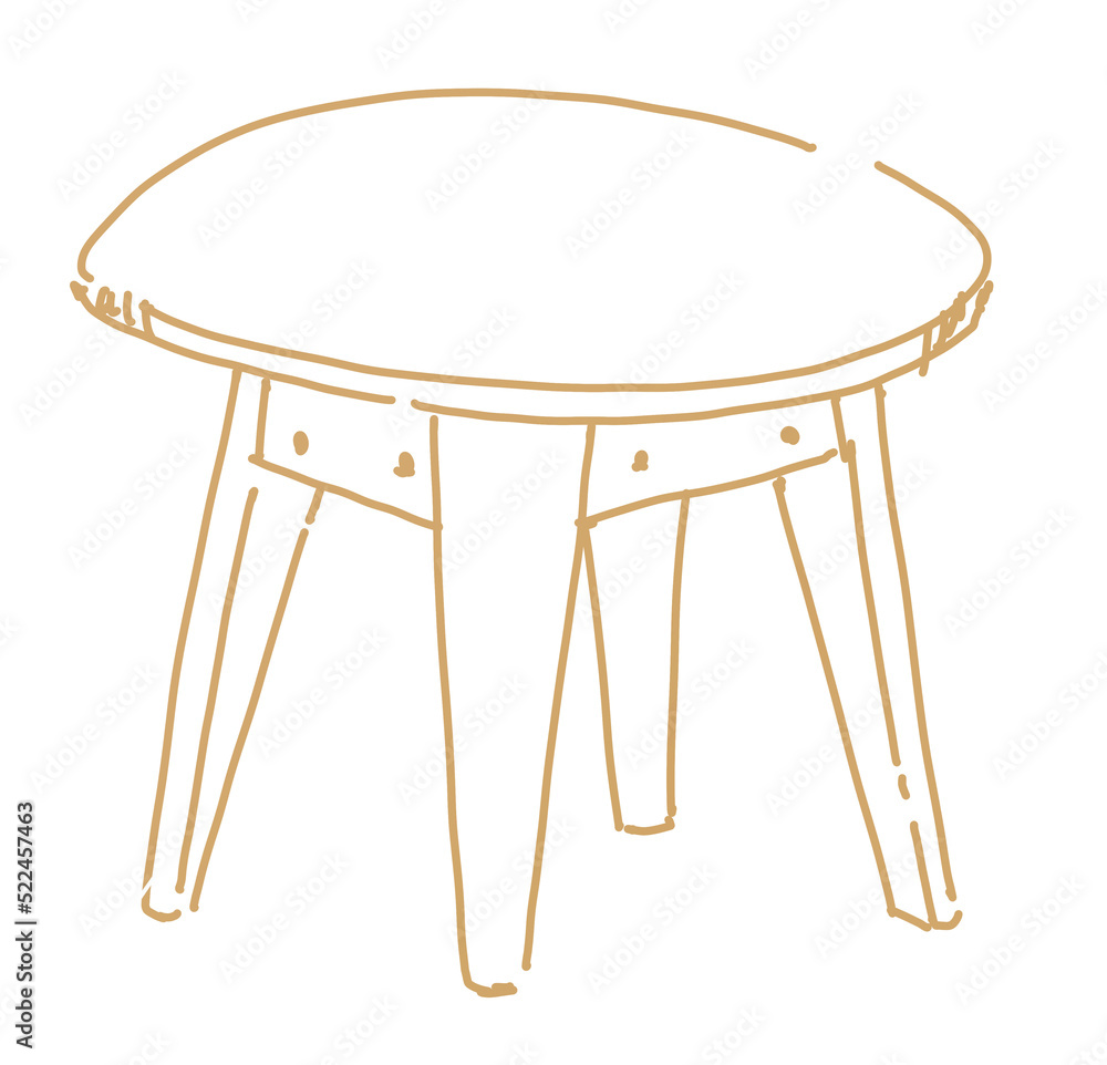 Table interior furniture doodle hand sketch line illustration Table interior furniture doodle hand sketch line illustration