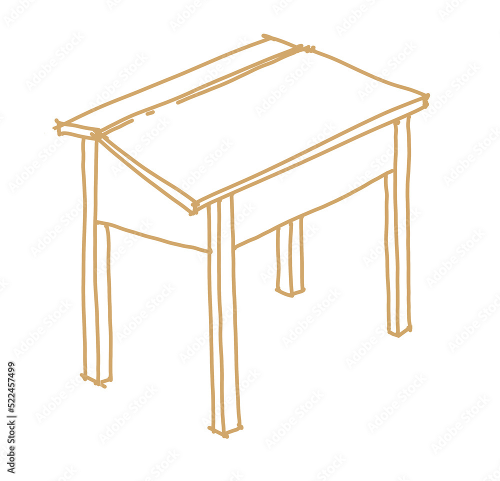 Table interior furniture doodle hand sketch line illustration Table interior furniture doodle hand sketch line illustration