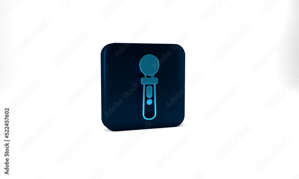 Blue VR controller game icon isolated on grey background. Virtual reality experience, sensation of presence, position-tracking technology device. Blue square button. 3d illustration 3D render Blue VR controller game icon isolated on grey background. Virtual reality experience, sensation of presence, position-tracking technology device. Blue square button. 3d illustration 3D render