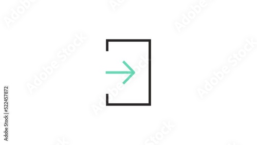 Linear animated entrance sign with arrow and door. Exit concept icon. Loop Animation.