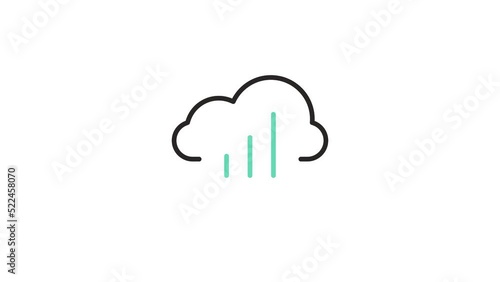 Animated linear cloud with growth graphics. Cloud statistic concept icon. Loop animation.