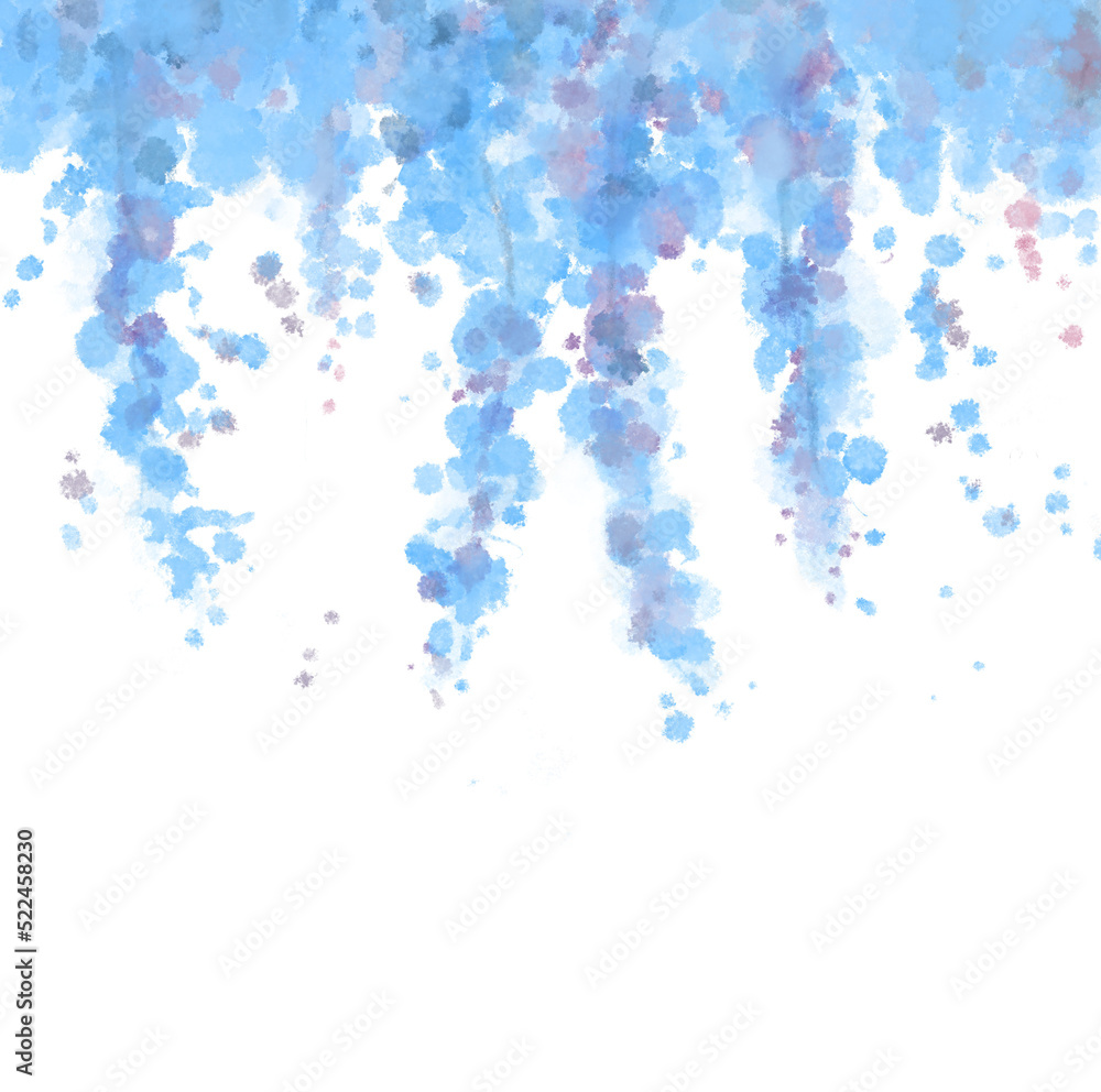Colorful winter blue silver flowers leaves soft pastel painting orament decoration copy space Colorful winter blue silver flowers leaves soft pastel painting orament decoration copy space