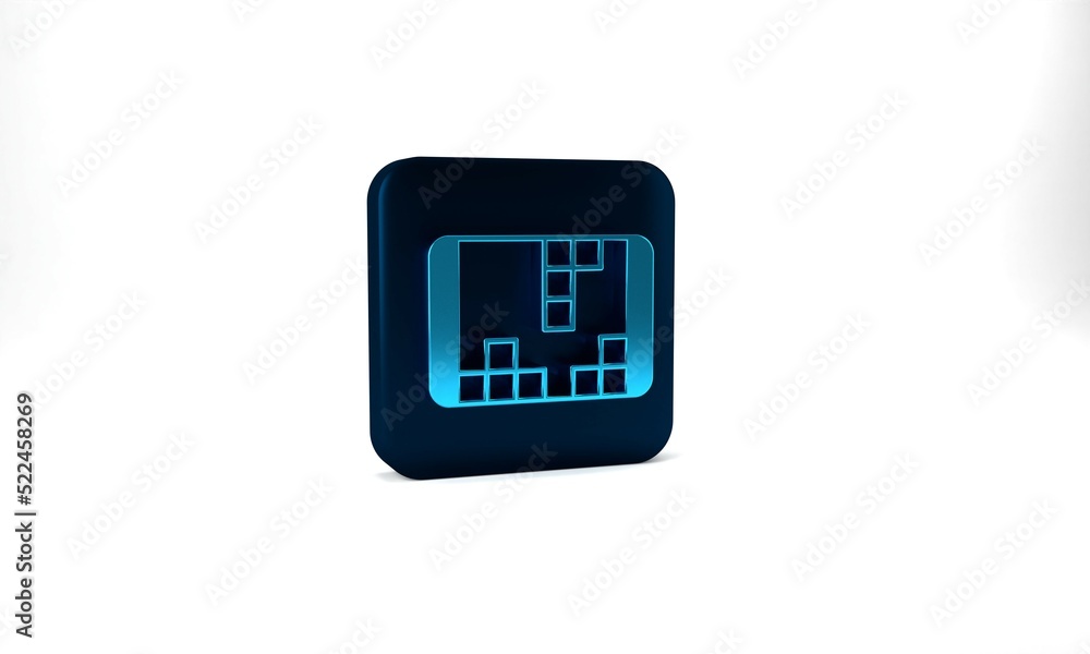 Blue Portable video game console icon isolated on grey background. Handheld console gaming. Blue square button. 3d illustration 3D render Blue Portable video game console icon isolated on grey background. Handheld console gaming. Blue square button. 3d illustration 3D render