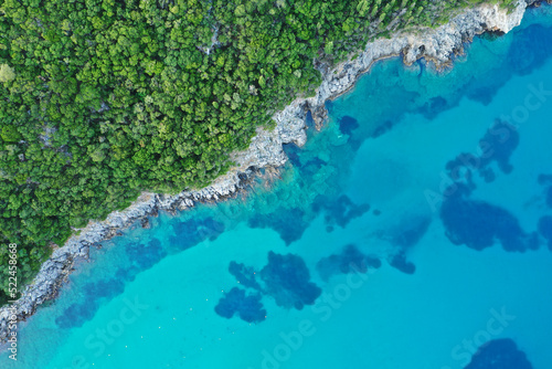 Aerial view of Rovinia beach, Corfu, Greece photo