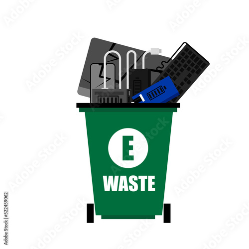 The E-waste or Electronics waste illustration on isolated background.