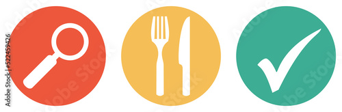 Essen oder Restaurant suchen - Bunter Button Banner