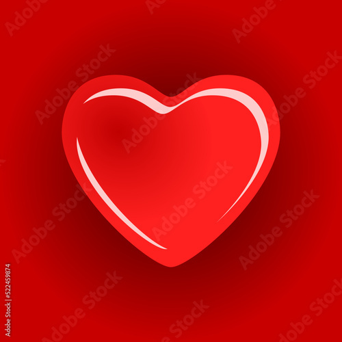Heart on red background. Ve...