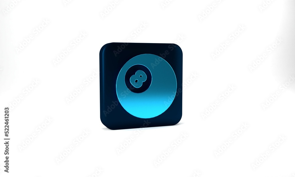 Blue Billiard pool snooker ball with number 8 icon isolated on grey background. Blue square button. 3d illustration 3D render Blue Billiard pool snooker ball with number 8 icon isolated on grey background. Blue square button. 3d illustration 3D render