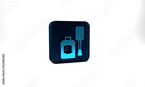 Blue Bottle of nail polish icon isolated on grey background. Blue square button. 3d illustration 3D render © Iryna