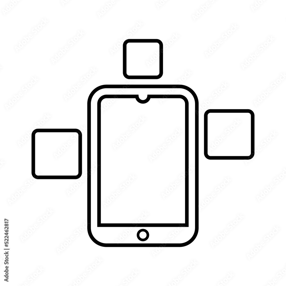 Android, modular, phone, project line icon. Outline vector. Android, modular, phone, project line icon. Outline vector.