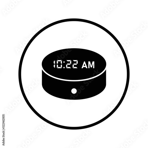 Alexa, clock, smart, speaker icon. Black vector graphics.