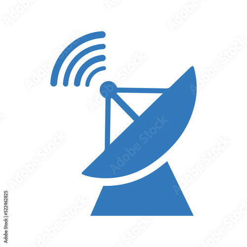 Antenna, broadcast dish icon. Blue color design.