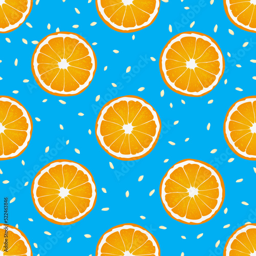 Seamless pattern with oranges. Summer vector background