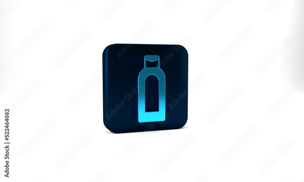 Blue Bottle of shampoo icon isolated on grey background. Blue square button. 3d illustration 3D render Blue Bottle of shampoo icon isolated on grey background. Blue square button. 3d illustration 3D render