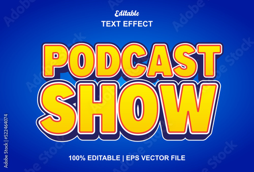 podcast text effect with yellow color editable.