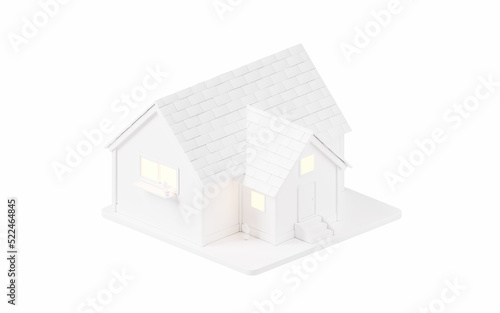 3D cartoon house, residence house, 3d rendering.