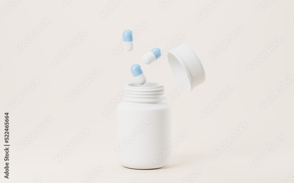 3D cartoon style medicine bottle, 3d rendering. 3D cartoon style medicine bottle, 3d rendering.