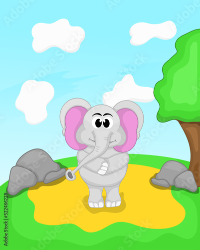 gray elephant standing on a green meadow