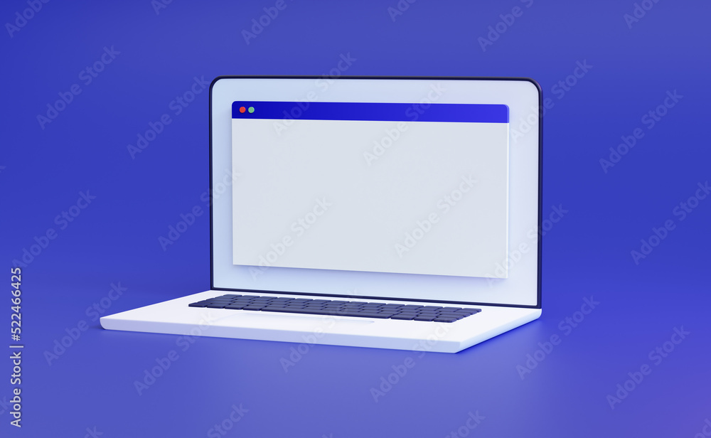 3d rendering laptop with open window. 3d rendering laptop with open window.