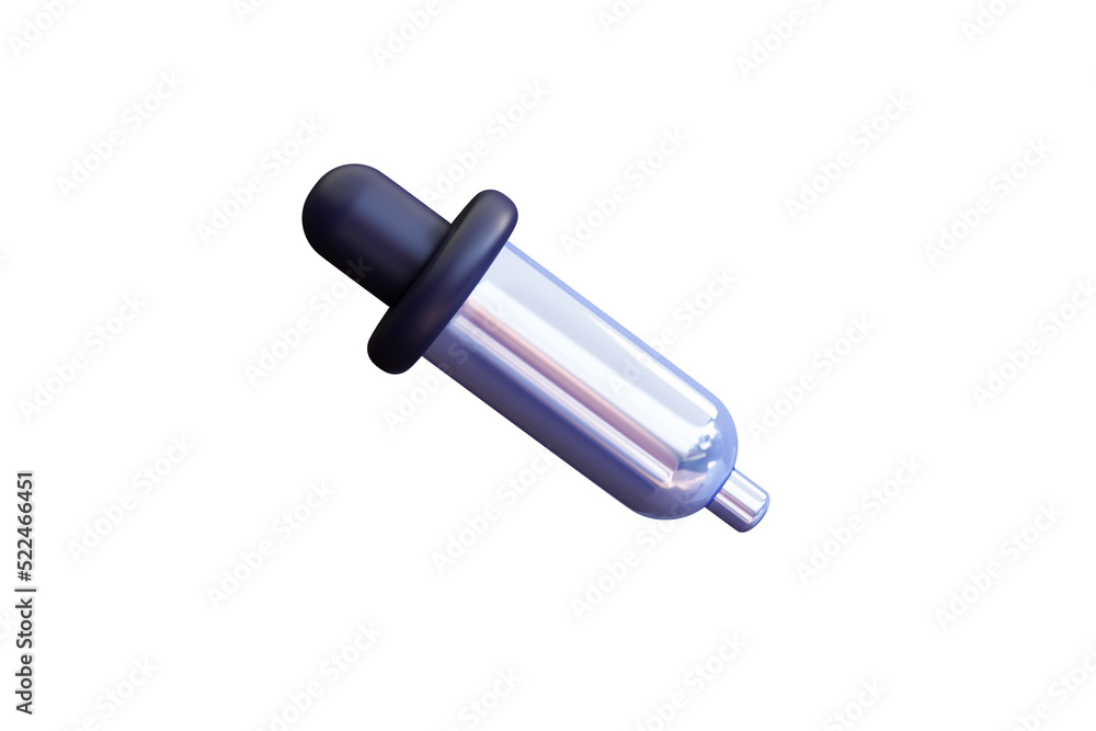 paint bucket, Pipette or eyedropper tool. 3d rendering illustration. 3d icon of color picker