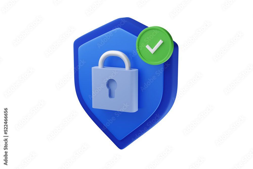 Security icon with 3d shield shape. Protection shield and padlock. User Account protection. Security icon with 3d shield shape. Protection shield and padlock. User Account protection.