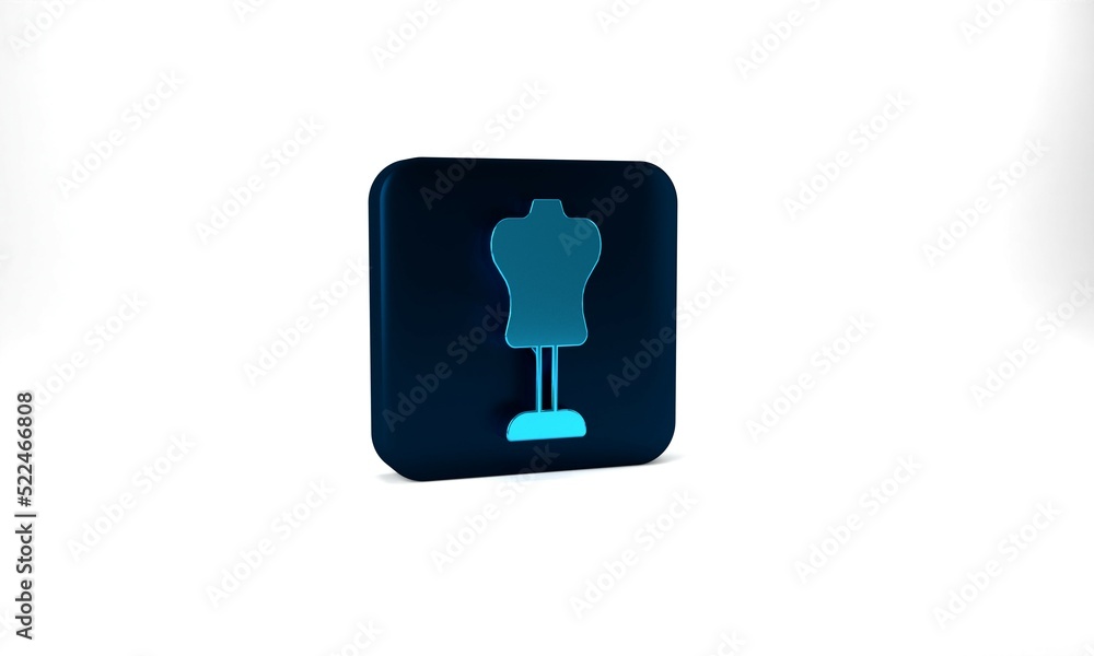 Blue Mannequin icon isolated on grey background. Tailor dummy. Blue square button. 3d illustration 3D render Blue Mannequin icon isolated on grey background. Tailor dummy. Blue square button. 3d illustration 3D render