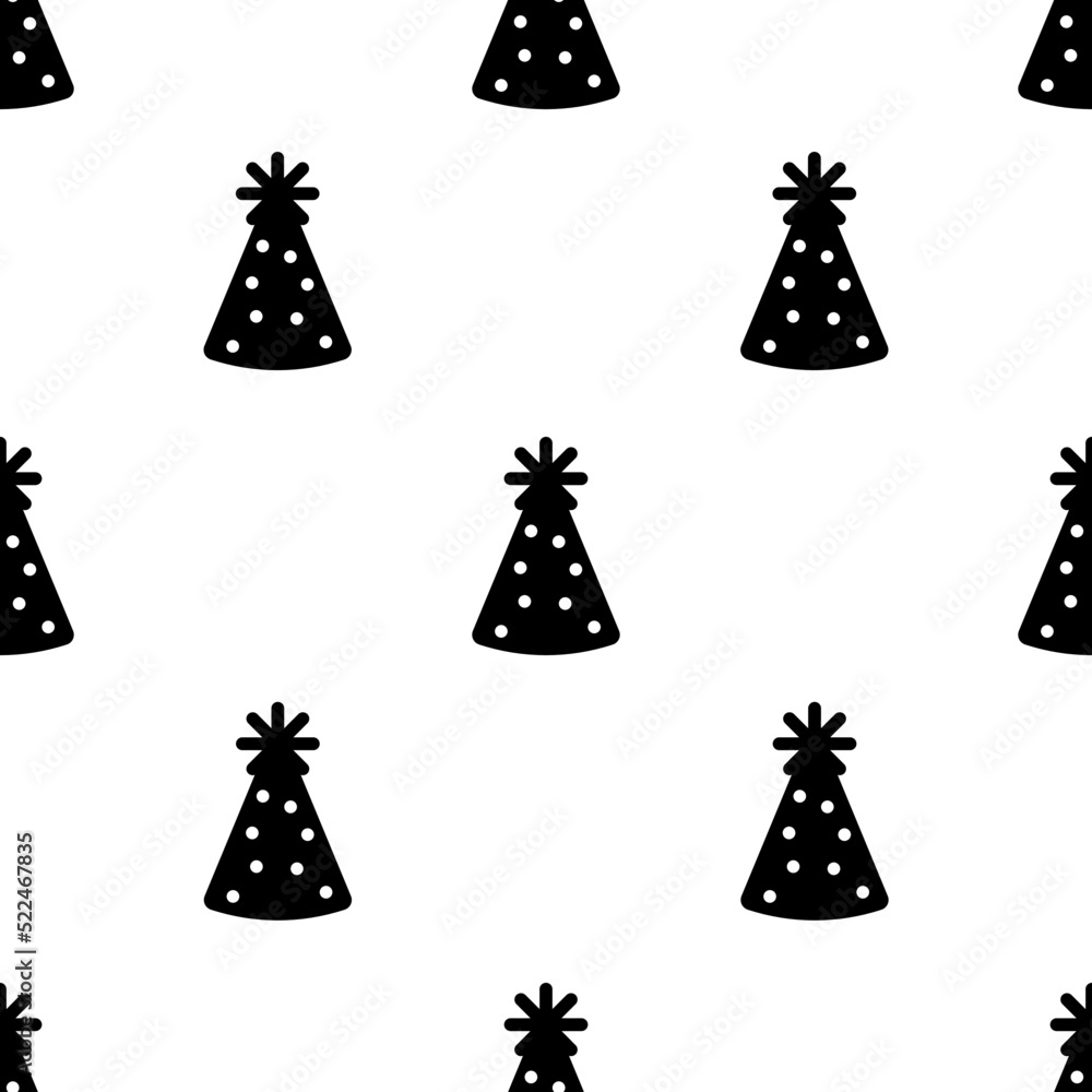 Single Party hat pattern. Party hat concept. filled trendy Vector seamless Pattern, background, wallpaper