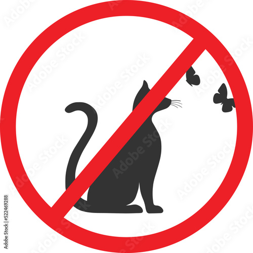 Cat not allow icon, cat forbidden icon vector