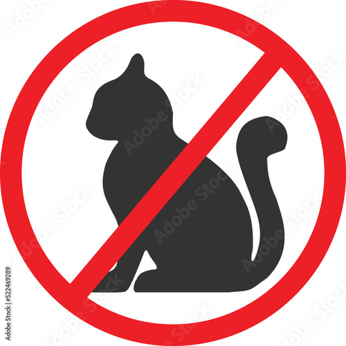 Cat not allow icon, warning icon vector