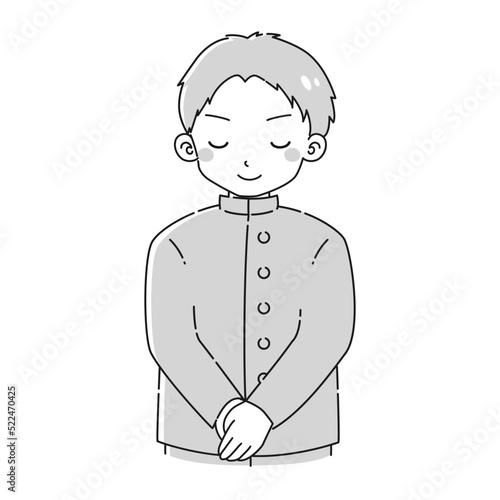 お辞儀をする学生服を着た男の子のイラスト