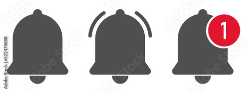 black notification bell vector icon on white