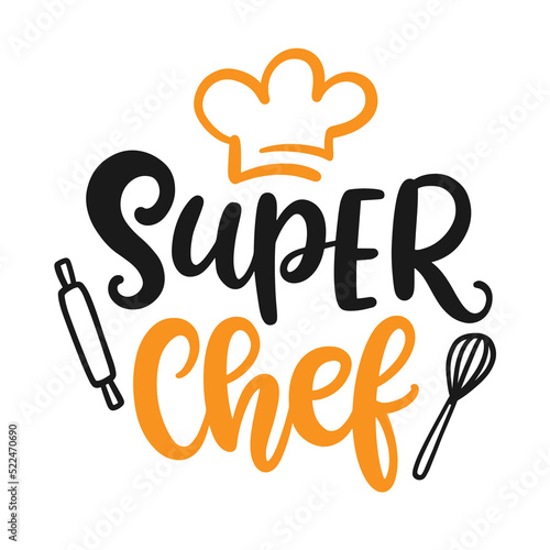 Super chef logo, Master chef hand written lettering emblem
