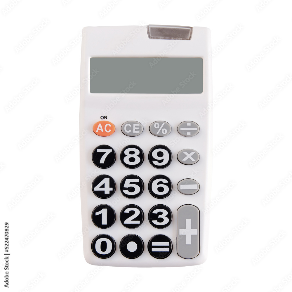 White digital calculator on the top view white background. White digital calculator on the top view white background.