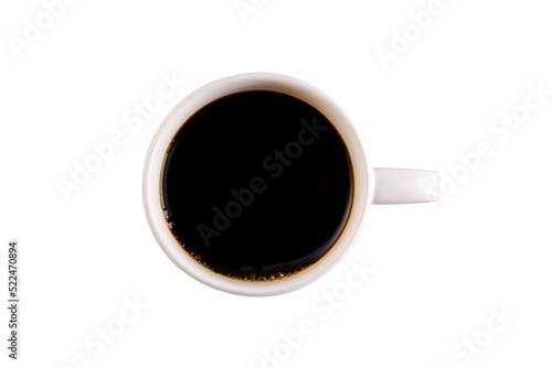 White cup of black coffee isolated on white with clipping path.