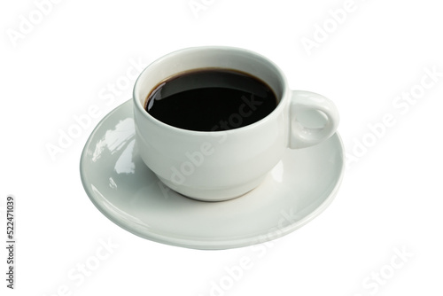 White cup of black coffee isolated on white with clipping path.