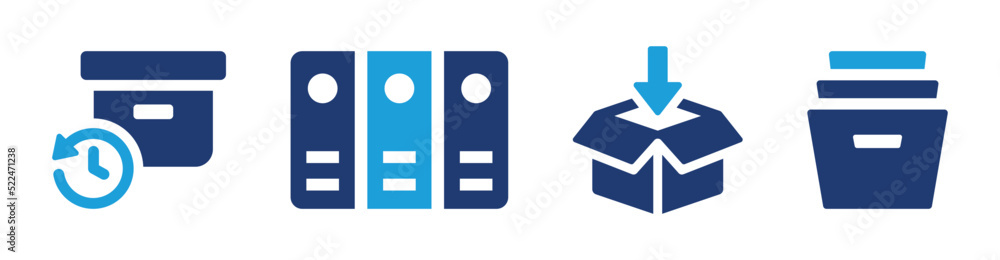 Archive icon set. Storage of documents symbol isolated on white background. Archive icon set. Storage of documents symbol isolated on white background.