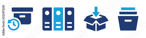 Archive icon set. Storage of documents symbol isolated on white background.